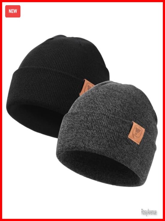 Knit Beanie Hat - Slouchy Cuffed Winter Hat for Men Women